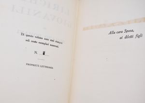 ROMANI, Romano. LIRICHE GIOVANILI. 1942.  - Asta Libri antichi, rarit bibliografiche e prime edizioni del '900 - Associazione Nazionale - Case d'Asta italiane