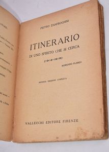 ZANFROGNINI, Pietro. ITINERARIO DI UNO SPIRITO CHE SI CERCA. 1923.  - Asta Libri antichi, rarit bibliografiche e prime edizioni del '900 - Associazione Nazionale - Case d'Asta italiane