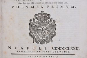 Vario, Domenico Alfeno (1729-ca.1794): Pragmaticae edicta decreta interdicta regiaeque sanctiones Regni Neapolitani quae … Dominicus Alfenus Varius recensuit …” t. I e II sumptibus Antonii Cervonii - Neapoli 1772  - Asta Libri antichi, rarit bibliografiche e prime edizioni del '900 - Associazione Nazionale - Case d'Asta italiane