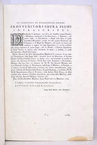 “Codice Feudale della Serenissima Repubblica di Venezia “ Per i fiflioli di Z. Antonio Pinelli Stampatori Ducali – VENEZIA s.d. 1780 (Luigi Volpi Notaio)  - Asta Libri antichi, rarit bibliografiche e prime edizioni del '900 - Associazione Nazionale - Case d'Asta italiane