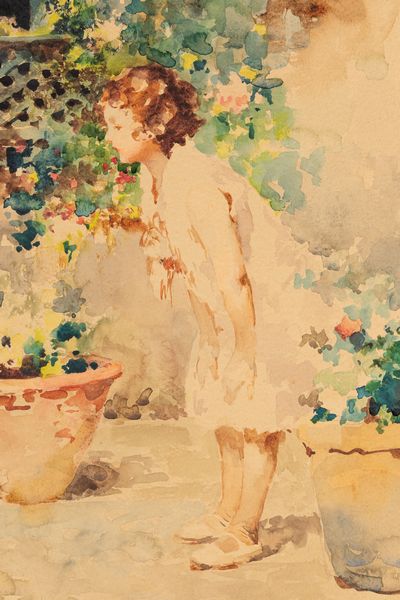 Vincenzo Irolli : Bambina in giardino  - Asta Petits-Matres / Arte Figurativa tra XIX e XX Secolo - Parte 1 - Associazione Nazionale - Case d'Asta italiane