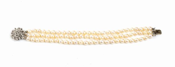 Bracciale di perle in oro e diamanti  - Asta Gioielli e Argenti Moderni e Contemporanei - Associazione Nazionale - Case d'Asta italiane