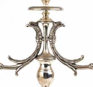 Coppia di candelabri in argento - Italia XX secolo, argentiere Dell'agata Alberto  - Asta Gioielli e Argenti Moderni e Contemporanei - Associazione Nazionale - Case d'Asta italiane