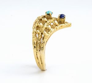 Anello in oro con lapislazzuli e turchese  - Asta Gioielli e Argenti Moderni e Contemporanei - Associazione Nazionale - Case d'Asta italiane