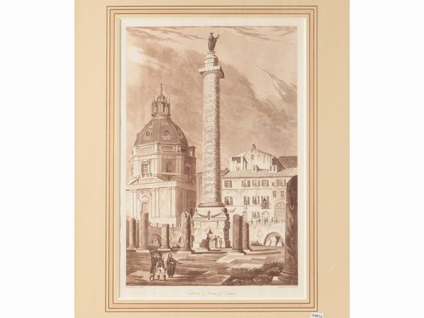 Henry Abbot : Column of Forum of Trajan - The Forum from the pillar of Phocus - Temple of Vesta  - Asta Una collezione di stampe - parte II - Associazione Nazionale - Case d'Asta italiane