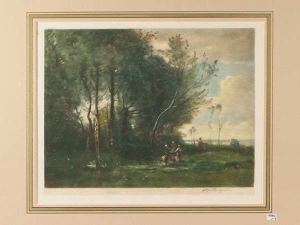 Henry Scott Bridgwater : Souvenir de Mortefontaine - Chevriers des Iles Borromes - Danse des bergres  - Asta Una collezione di stampe - parte II - Associazione Nazionale - Case d'Asta italiane