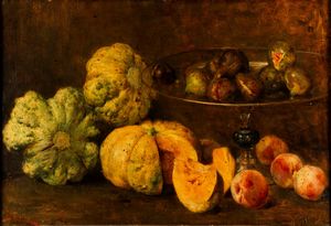 Giacomo Grosso : Nature morte con frutti e ortaggi  - Asta Dipinti del XIX e XX secolo - Associazione Nazionale - Case d'Asta italiane