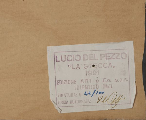 DEL PEZZO LUCIO (1933 - 2020) : LA STECCA, 1991  - Asta Asta 446 | GRAFICA MODERNA, FOTOGRAFIA E MULTIPLI D'AUTORE Online - Associazione Nazionale - Case d'Asta italiane