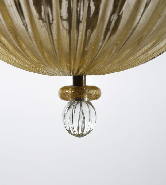 BAROVIER & TOSO : Lampada a sospensione decorata con foglie e fiori, Murano  - Asta Asta 447 | DESIGN E ARTI DECORATIVE DEL NOVECENTO Online - Associazione Nazionale - Case d'Asta italiane