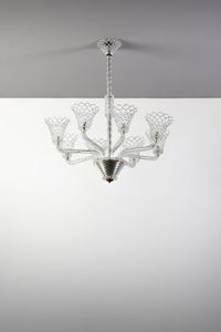 BAROVIER & TOSO : Lampada a sospensione a otto luci, Murano  - Asta Asta 447 | DESIGN E ARTI DECORATIVE DEL NOVECENTO Online - Associazione Nazionale - Case d'Asta italiane