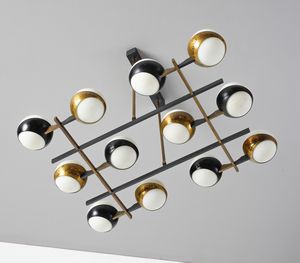 STILNOVO : Lampada a sospensione a dodici luci, Milano  - Asta Asta 447 | DESIGN E ARTI DECORATIVE DEL NOVECENTO Online - Associazione Nazionale - Case d'Asta italiane