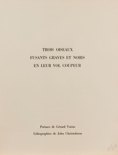 John Christoforou : Trois oiseaux<BR>  - Asta Multipli e grafica internazionale - Associazione Nazionale - Case d'Asta italiane