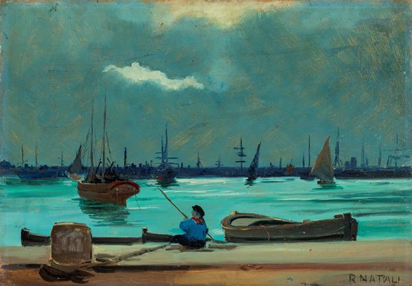 Renato Natali : Pescatore al porto di Livorno  - Asta Importanti Dipinti e Sculture / Arte Figurativa tra XIX e XX Secolo - Parte 2 - Associazione Nazionale - Case d'Asta italiane