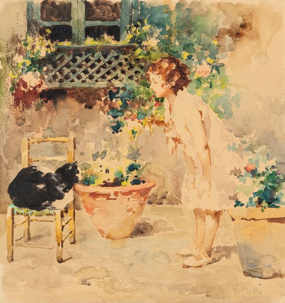 Vincenzo Irolli : Bambina in giardino  - Asta Importanti Dipinti e Sculture / Arte Figurativa tra XIX e XX Secolo - Parte 2 - Associazione Nazionale - Case d'Asta italiane