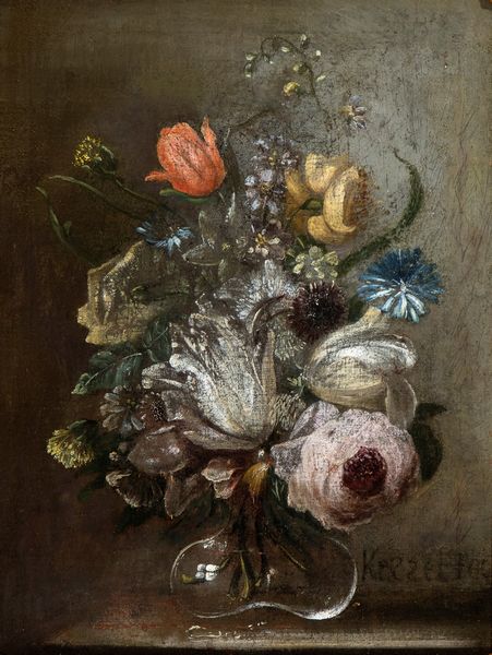 Peter  van Kessel , Attribuito a : Bouquet di fiori in un vaso di cristallo  - Asta Dipinti antichi dal XIV al XIX secolo. Con una selezione di sculture - Associazione Nazionale - Case d'Asta italiane