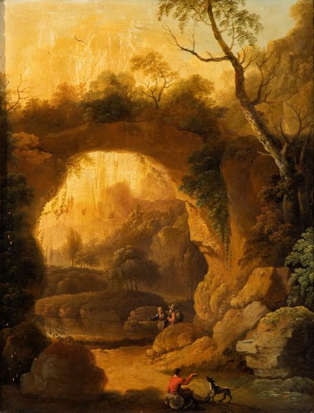 Gaspar  de Witte, Attribuito a : Paesaggio con arco di roccia, specchio d'acqua e figure  - Asta Dipinti antichi dal XIV al XIX secolo. Con una selezione di sculture - Associazione Nazionale - Case d'Asta italiane