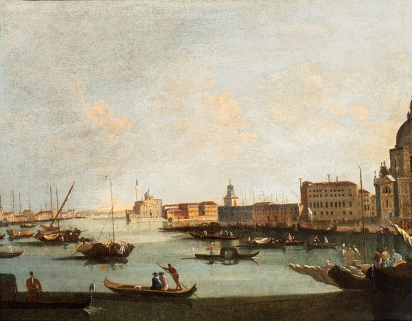 Francesco Tironi : Veduta del bacino di San Marco con San Giorgio Maggiore e Punta della Dogana  - Asta Dipinti antichi dal XIV al XIX secolo. Con una selezione di sculture - Associazione Nazionale - Case d'Asta italiane