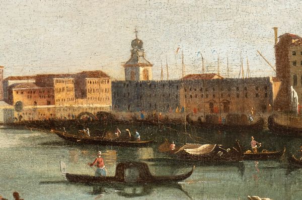 Francesco Tironi : Veduta del bacino di San Marco con San Giorgio Maggiore e Punta della Dogana  - Asta Dipinti antichi dal XIV al XIX secolo. Con una selezione di sculture - Associazione Nazionale - Case d'Asta italiane