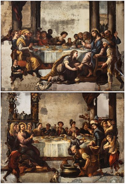 Luca Giordano, Attribuito a : a) Cena in casa del Fariseo; b) le nozze di Canaan. Coppia di dipinti  - Asta Dipinti antichi dal XIV al XIX secolo. Con una selezione di sculture - Associazione Nazionale - Case d'Asta italiane