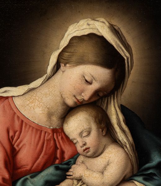 Giovanni Battista Salvi Sassoferrato : Madonna con Bambino  - Asta Dipinti antichi dal XIV al XIX secolo. Con una selezione di sculture - Associazione Nazionale - Case d'Asta italiane