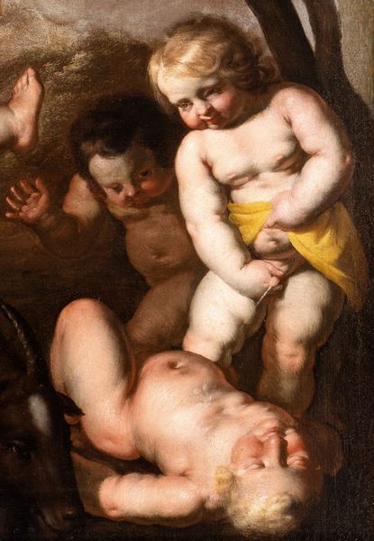 Artista napoletano, XVII secolo : Baccanale di putti in un paesaggio  - Asta Dipinti antichi dal XIV al XIX secolo. Con una selezione di sculture - Associazione Nazionale - Case d'Asta italiane