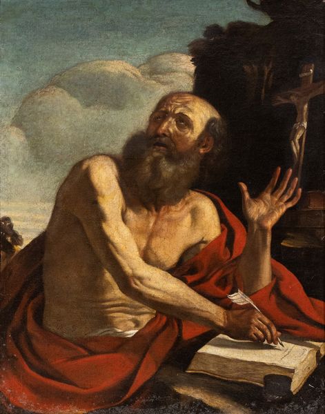 Giovanni Francesco Barbieri Guercino, Cerchia di : San Girolamo penitente nel deserto  - Asta Dipinti antichi dal XIV al XIX secolo. Con una selezione di sculture - Associazione Nazionale - Case d'Asta italiane