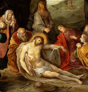 Frans Francken  il Giovane, Attribuito a : Compianto sul Cristo morto  - Asta Dipinti antichi dal XIV al XIX secolo. Con una selezione di sculture - Associazione Nazionale - Case d'Asta italiane