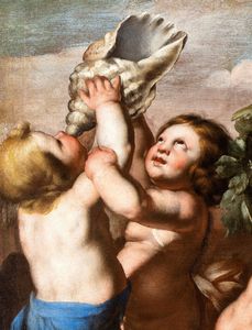 Artista napoletano, XVII secolo : Baccanale di putti in un paesaggio  - Asta Dipinti antichi dal XIV al XIX secolo. Con una selezione di sculture - Associazione Nazionale - Case d'Asta italiane