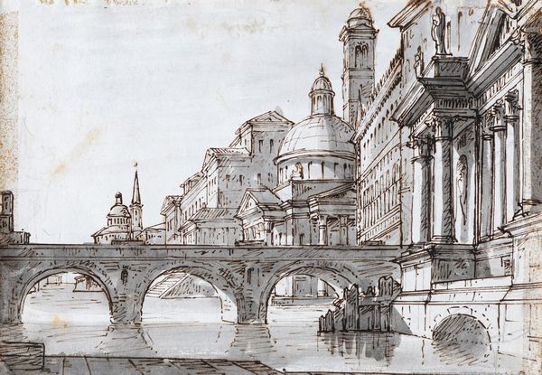 Scuola veneta del XVIII secolo : Capriccio architettonico  - Asta Disegni Antichi - Associazione Nazionale - Case d'Asta italiane