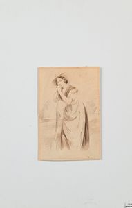 Scuola romana inizi del XIX secolo : Ritratto di pastorella  - Asta Disegni Antichi - Associazione Nazionale - Case d'Asta italiane