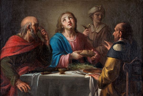 Scuola romana del XVIII secolo : Cena In Emmaus  - Asta Dipinti antichi  - Associazione Nazionale - Case d'Asta italiane