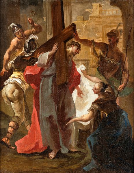 Scuola veneta del XVIII secolo : Ges Cristo caricato della Croce (Stazione II della Via Crucis)  - Asta Dipinti antichi  - Associazione Nazionale - Case d'Asta italiane