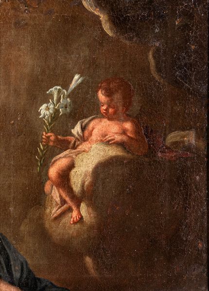 Scuola napoletana del XVIII secolo : Putto  - Asta Dipinti antichi  - Associazione Nazionale - Case d'Asta italiane