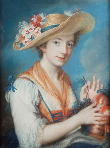 Scuola francese del XVIII secolo : Ritratto di fanciulla con cappello  - Asta Dipinti antichi  - Associazione Nazionale - Case d'Asta italiane