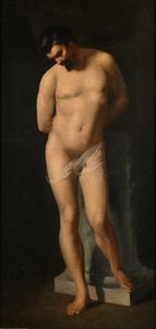 LUIGI SABATELLI - Nudo accademico poggiato alla colonna