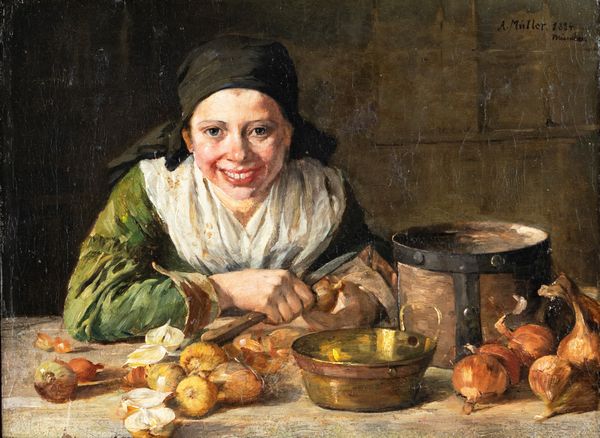 August Müller : Cuciniera  - Asta Dipinti del XIX secolo - Associazione Nazionale - Case d'Asta italiane