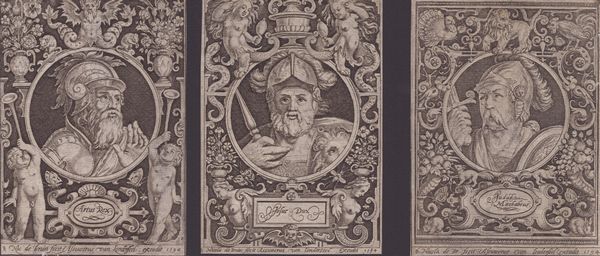 Nicolaas de Bruyn : Josue Dux - Judas Machabeus- Artus Rex  - Asta Disegni, Stampe e Carte Geografiche dal XVI al XIX secolo - Associazione Nazionale - Case d'Asta italiane