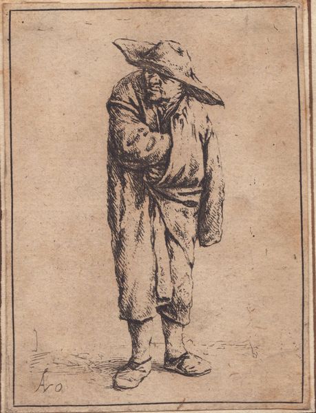 Adriaen van Ostade : Uomo con cappello e la mano nel mantello  - Asta Disegni, Stampe e Carte Geografiche dal XVI al XIX secolo - Associazione Nazionale - Case d'Asta italiane