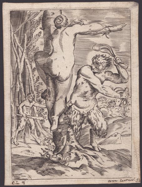 Annibale Carracci, copia da : Satiro e una ninfa, da Lascivie  - Asta Disegni, Stampe e Carte Geografiche dal XVI al XIX secolo - Associazione Nazionale - Case d'Asta italiane