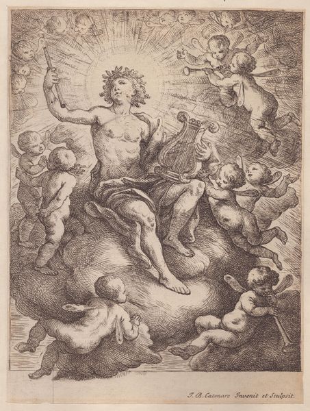 Giovanni Battista Catenaro : Apollo con i putti  - Asta Disegni, Stampe e Carte Geografiche dal XVI al XIX secolo - Associazione Nazionale - Case d'Asta italiane