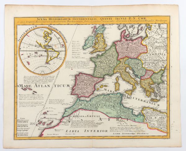 Christoph Weigel : Scena Historiarum Occidentalis quinti seculi P.N. Chr.  - Asta Disegni, Stampe e Carte Geografiche dal XVI al XIX secolo - Associazione Nazionale - Case d'Asta italiane