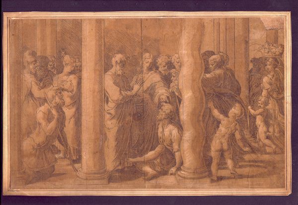 Girolamo Francesco Maria Mazzola detto il Parmigianino : Pietro e Giovanni guariscono gli infermi presso la porta del tempio  - Asta Disegni, Stampe e Carte Geografiche dal XVI al XIX secolo - Associazione Nazionale - Case d'Asta italiane