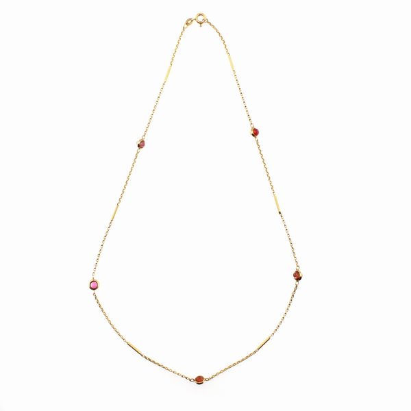 Collana in oro giallo 18kt e tormaline rosa  - Asta Gioielli e Orologi Web Only - Associazione Nazionale - Case d'Asta italiane