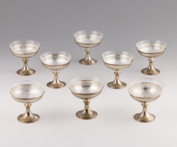 Otto coppe da gelato in vetro e argento Tiffany  - Asta L'Arte della Tavola - Associazione Nazionale - Case d'Asta italiane