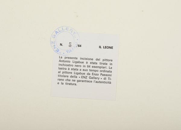 LIGABUE ANTONIO  (1899 - 1965) : LOTTO COMPOSTO DA N.3 FOGLI.  - Asta Asta 448 | GRAFICA MODERNA, FOTOGRAFIA E MULTIPLI D'AUTORE Virtuale - Associazione Nazionale - Case d'Asta italiane