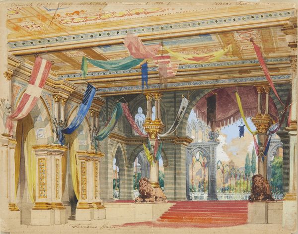 FERRARIO CARLO  (1833 - 1907) : Scenografia 'Carnevale 69-70  di Piero De Medici, Scena I Atto I, Palazzo Ducale a Pisa'  - Asta Asta 449 | ARTE ANTICA E DEL XIX SECOLO Virtuale - Associazione Nazionale - Case d'Asta italiane