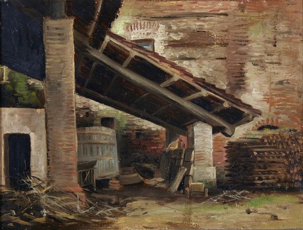 ARTISTA DEL XIX SECOLO : Il portico della cascina  - Asta Asta 449 | ARTE ANTICA E DEL XIX SECOLO Virtuale - Associazione Nazionale - Case d'Asta italiane