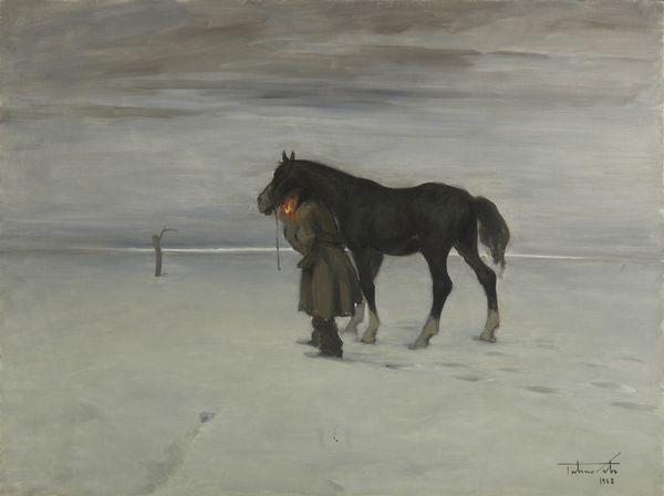 TUBINO CESARE (1899 - 1990) : Paesaggio invernale con personaggio e cavallo  - Asta Asta 449 | ARTE ANTICA E DEL XIX SECOLO Virtuale - Associazione Nazionale - Case d'Asta italiane