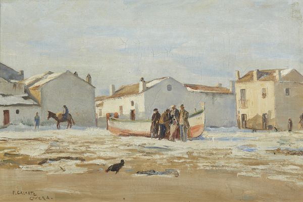 GALANTE  FRANCESCO (1884 - 1972) : Spiaggia con imbarcazione e personaggi  - Asta Asta 449 | ARTE ANTICA E DEL XIX SECOLO Virtuale - Associazione Nazionale - Case d'Asta italiane