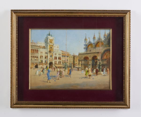 NOVO STEFANO (1862 - 1927) : Piazza San Marco a Venezia  - Asta Asta 449 | ARTE ANTICA E DEL XIX SECOLO Virtuale - Associazione Nazionale - Case d'Asta italiane